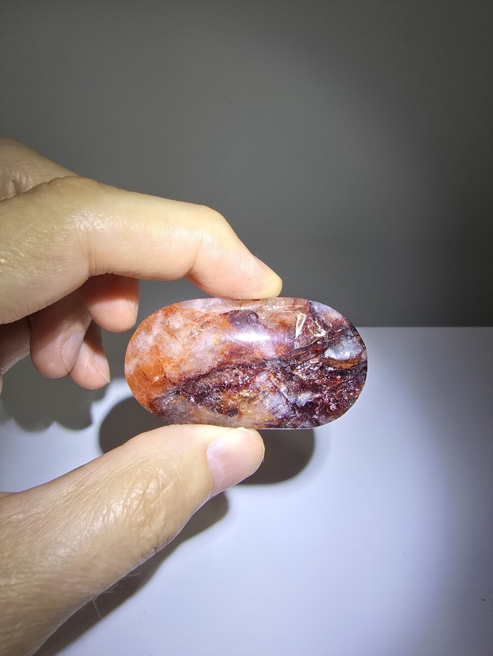 Fire Quartz Crystal Palmstone #A